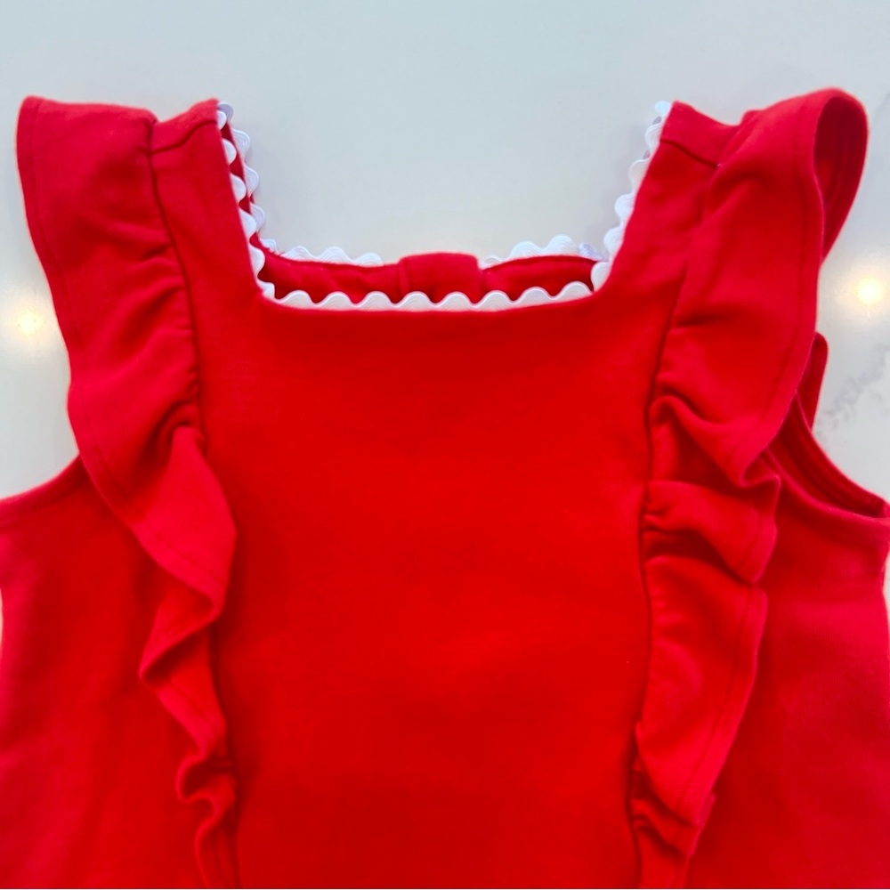 Janie and Jack Ric‎ Rac Trim Top in Vibrant Red, 3T - Picture 3 of 6